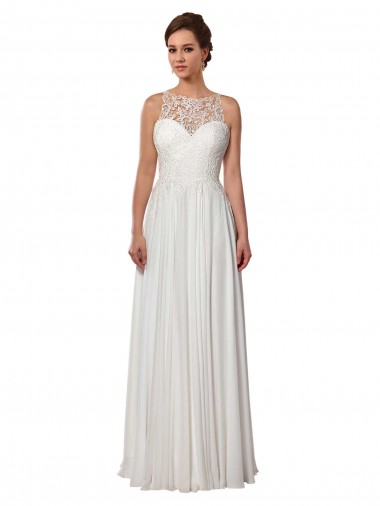 Ivory Illusion Neck Sleeveless A-Line Boho Wedding Dress Townsville