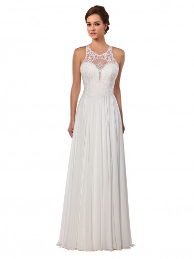 Ivory Illusion Neck Sleeveless Sheath Wedding Dress Townsville