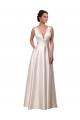 Ivory V-Neck Sleeveless Satin A-Line Wedding Gowns Townsville