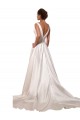 Ivory V-Neck Sleeveless Satin A-Line Wedding Gowns Townsville