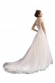 Ivory & Champagne Illusion Neck Cap Sleeves A-Line Beach Wedding Dress Townsville