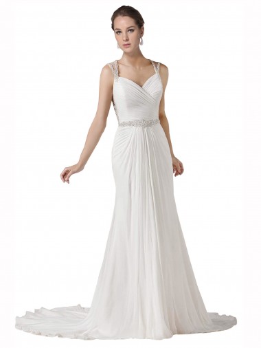 White Sweetheart Sleeveless Sheath Beach Wedding Dress Townsville