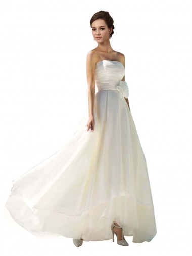 Ivory Strapless Sleeveless Soft Chiffon A-Line Wedding Dress Townsville