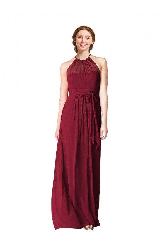 Burgundy Halter Neck Sleeveless A-Line Evening Gowns / Bridesmaid Dresses Townsville