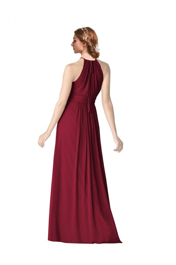 Burgundy Halter Neck Sleeveless A-Line Evening Gowns / Bridesmaid Dresses Townsville