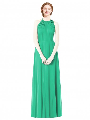 Emerald Green Halter Neck Sleeveless A-Line Bridesmaid Dress Townsville