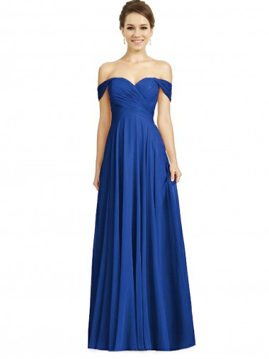 Royal Blue Sweetheart Cap Sleeves A-Line Semi Formal Evening Dress / Bridesmaid Dress Townsville