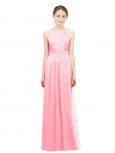 Salmon Halter Neck Sleeveless A-Line Bridesmaid Dress Townsville