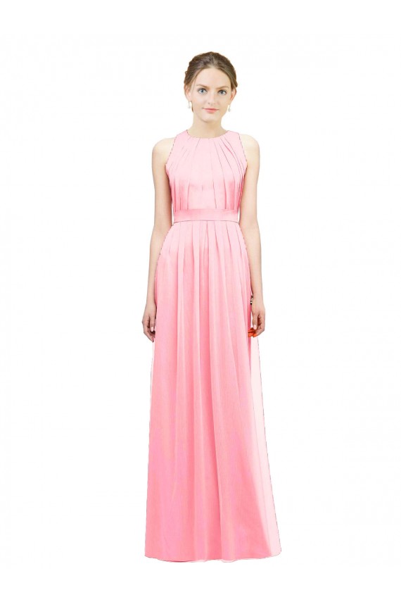 Salmon Halter Neck Sleeveless A-Line Bridesmaid Dress Townsville