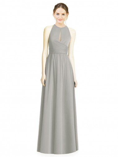 Silver Halter Neck Sleeveless A-Line Bridesmaid Dress / Evening Dress Townsville