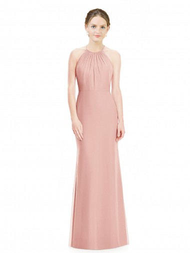 Bliss Pink Halter Neck Sleeveless Mermaid Bridesmaid Dress Townsville