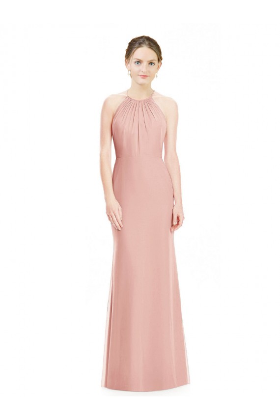 Bliss Pink Halter Neck Sleeveless Mermaid Bridesmaid Dress Townsville