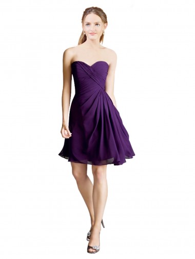 Purple Strapless Sleeveless A-Line Bridesmaid Dress Townsville