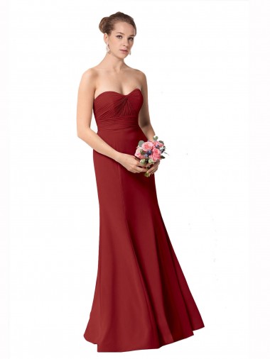 Burgundy Sweetheart Sleeveless Mermaid Bridesmaid Dress Townsville