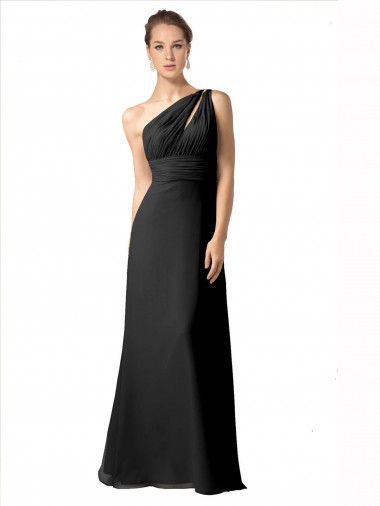 Black One Shoulder Sleeveless A-Line Bridesmaid Dress Townsville