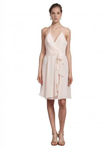 Cream Pink V-Neck Sleeveless A-Line Bridesmaid Dress Townsville