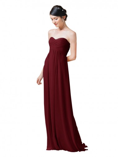 Burgundy Strapless Sleeveless A-Line Bridesmaid Dresses Townsville