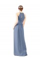 Dusty Blue High Neck Sleeveless Keyhole Back Sheath Bridesmaid Dress Townsville