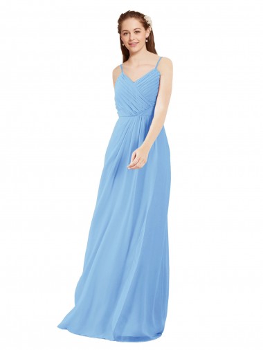 Periwinkle V-Neck Sleeveless Low Back Sheath Bridesmaid Dress Townsville