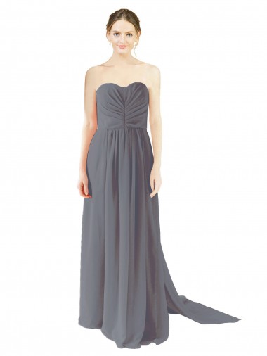 Slate Grey Sweetheart Sleeveless Open Back A-Line Bridesmaid Dress / Evening Dress Townsville