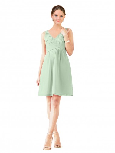 Sage V-Neck Sleeveless A-Line Bridesmaid Dress Townsville