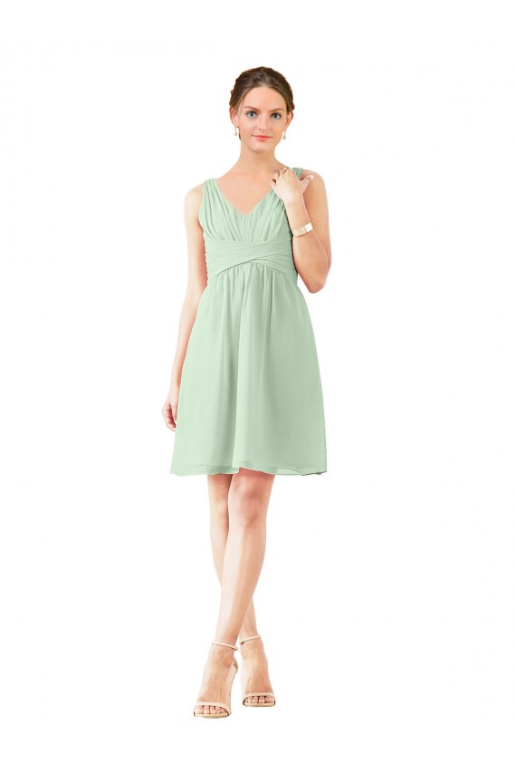 Sage V-Neck Sleeveless A-Line Bridesmaid Dress Townsville