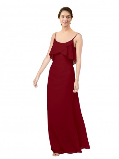 Burgundy Scoop Neck Sleeveless V-Back Sheath Bridesmaid Dress Townsville