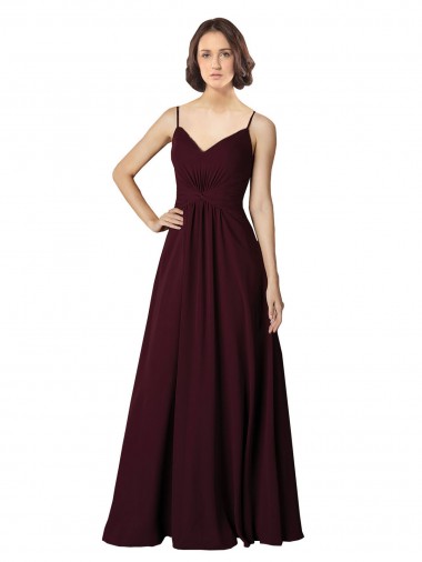 Burgundy Gold V-Neck Sleeveless A-Line Bridesmaid Gown Townsville