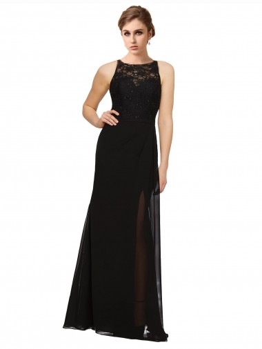 Black High Neck Sleeveless Sheath Bridesmaid Dress Townsville