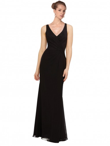 Black V-Neck Sleeveless Sheath Bridesmaid Gown Townsville