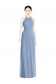 Dusty Blue Halter Neck Sleeveless Low Back A-Line Bridesmaid Dress Townsville