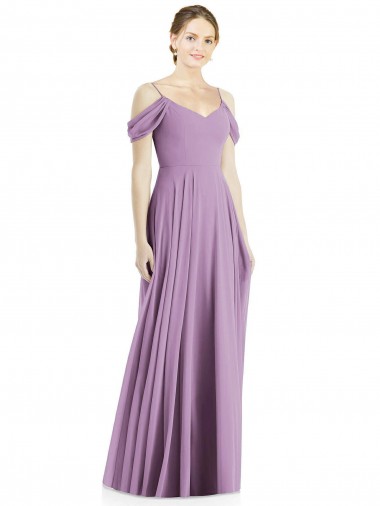 Dark Lavender Spaghetti Straps Sleeveless Low Back A-Line Semi Formal Evening Dress / Bridesmaid Dress Townsville