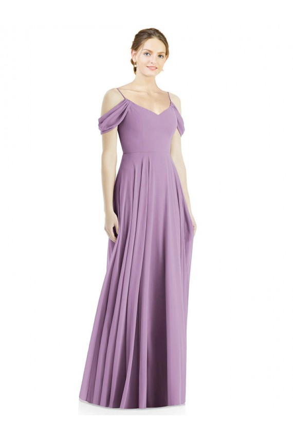 Dark Lavender Spaghetti Straps Sleeveless Low Back A-Line Semi Formal Evening Dress / Bridesmaid Dress Townsville