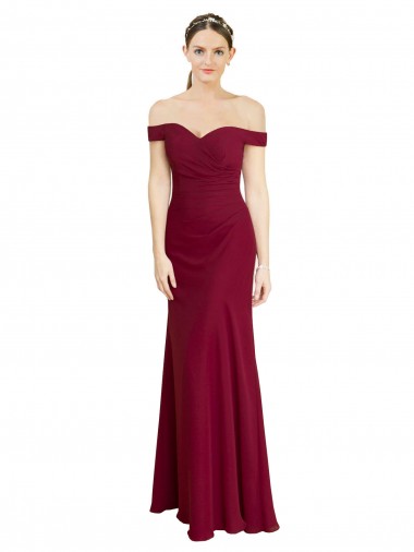 Burgundy Off the Shoulder Sleeveless Mermaid Black Tie Prom Dress / Bridesmaid Dress Townsville