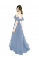 Dusty Blue V-Neck Cap Sleeves A-Line Bridesmaid Dress Townsville