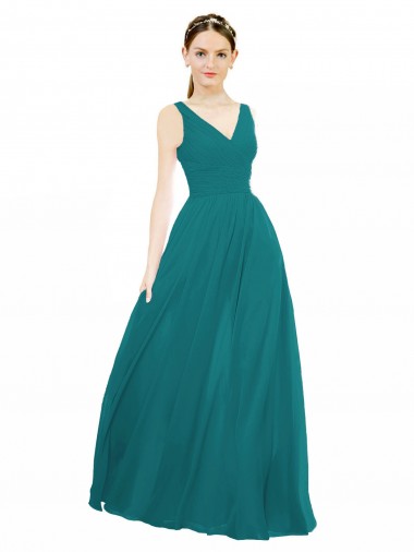 Hunter V-Neck Sleeveless A-Line Bridesmaid Gowns Townsville