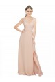 Pink V-Neck Sleeveless Luxe Chiffon A-Line Bridesmaid Dress / Evening Dress Townsville