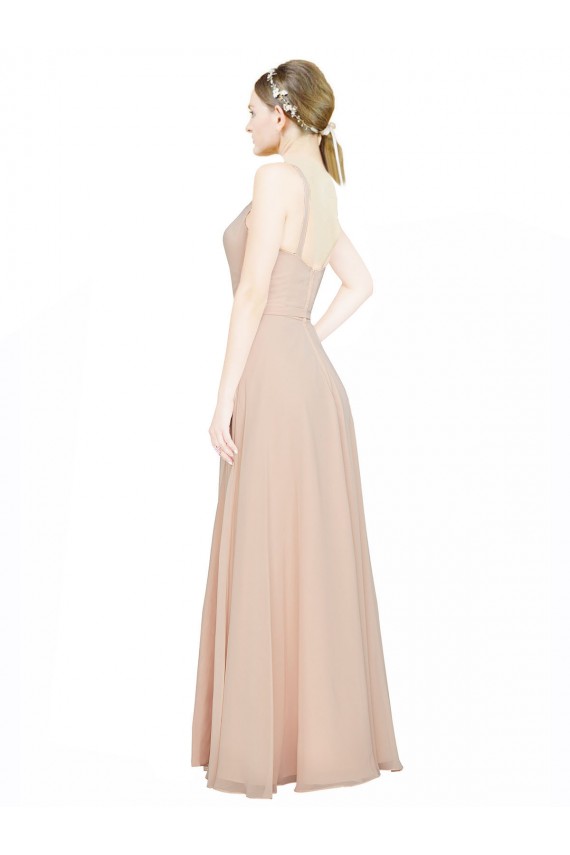 Pink V-Neck Sleeveless Luxe Chiffon A-Line Bridesmaid Dress / Evening Dress Townsville