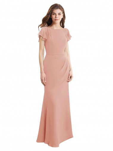 Bliss Pink High Neck Sleeveless Low Back Mermaid Prom Dress / Bridesmaid Dress Townsville