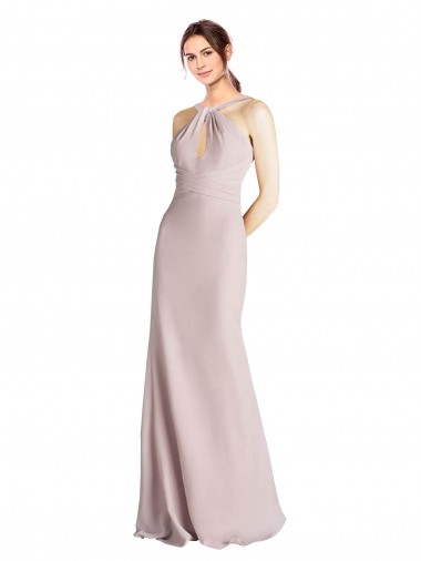 High Neck Sleeveless Open Back Sheath Bridesmaid Dress Townsville