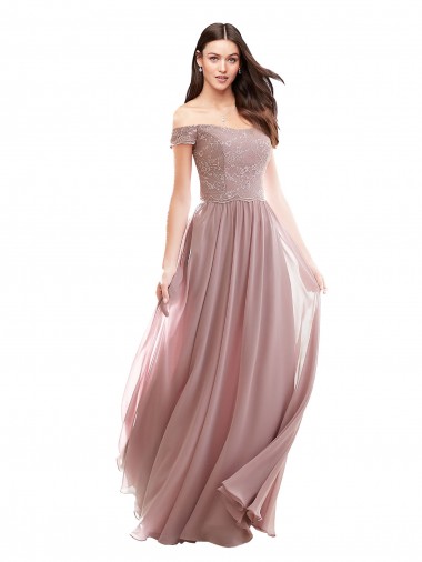 Pink Off the Shoulder Cap Sleeves A-Line Bridesmaid Dress Townsville