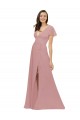 Dusty Pink V-Neck Flutter Sleeves V-Back A-Line Bridesmaid Dress / Evening Dress Townsville