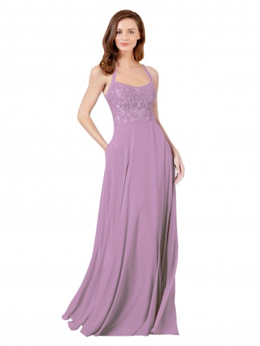 Dark Lavender Spaghetti Straps Sleeveless A-Line Bridesmaid Dress Townsville