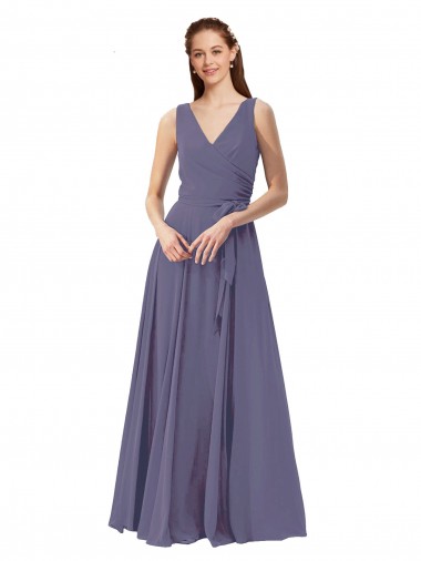 Silver Stone V-Neck Sleeveless A-Line Bridesmaid Dress Townsville