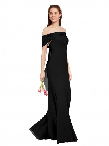 Black Off the Shoulder Sleeveless Mermaid Prom Dress / Bridesmaid Dress Townsville