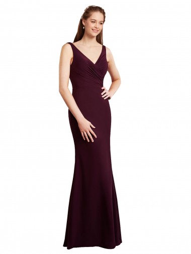 Burgundy Gold V-Neck Sleeveless V-Back Mermaid Bridesmaid Dress Townsville