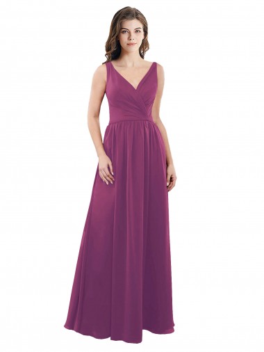 Wild Berry V-Neck Sleeveless V-Back A-Line Bridesmaid Dress Townsville