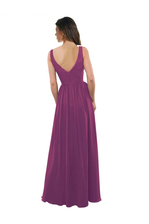 Wild Berry V-Neck Sleeveless V-Back A-Line Bridesmaid Dress Townsville