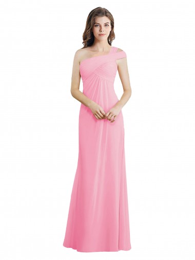 Barely Pink One Shoulder Sleeveless A-Line Bridesmaid Dress Townsville