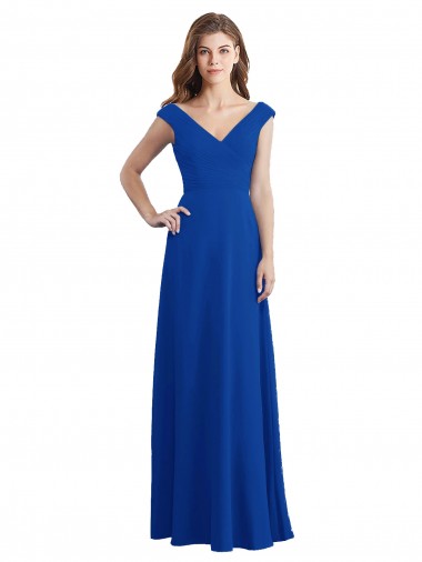 Royal Blue V-Neck Sleeveless A-Line Bridesmaid Dress / Evening Dress Townsville